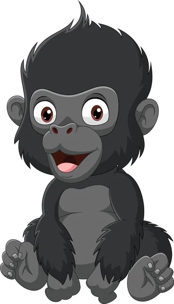 Vector Illustration Cartoon Cute Baby Gorilla Sitting — Stock Vector