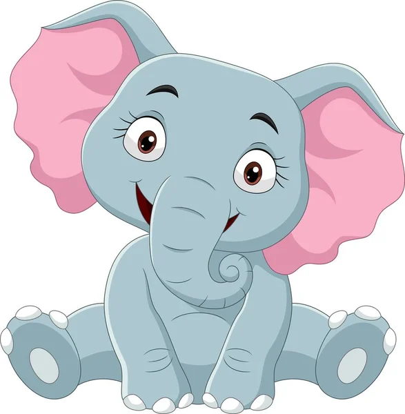 Vektor Illustration Tecknad Rolig Baby Elefant Sitter — Stock vektor