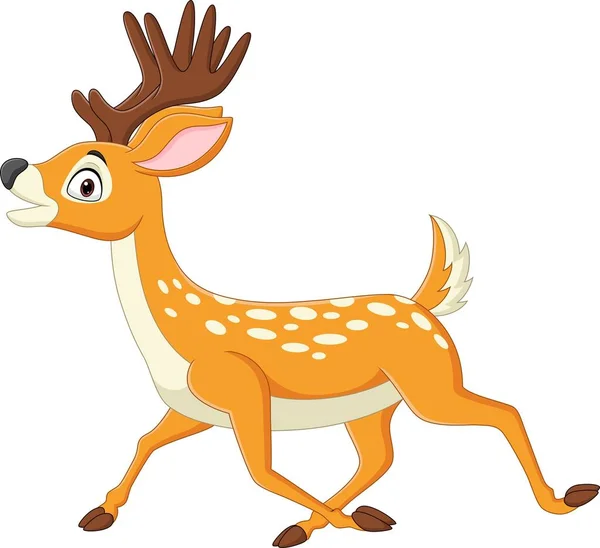 Vector Illustration Cartoon Deer Walking White Background — Stock Vector