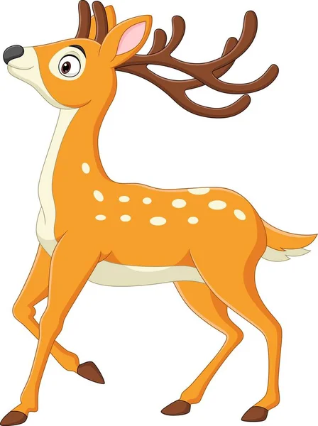 Vector Illustration Cartoon Funny Deer White Background — Stock Vector