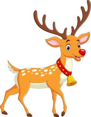 Karikatür 'ün Vektör İllüstrasyonu Beyaz arka planda şirin küçük geyik