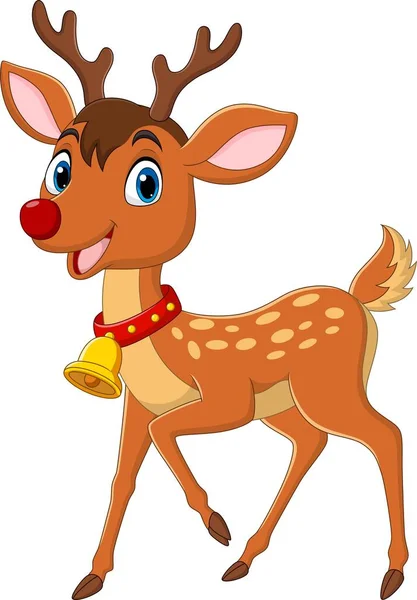 Vector Illustration Von Cartoon Niedlichen Kleinen Hirsch Auf Weißem Hintergrund — Stockvektor