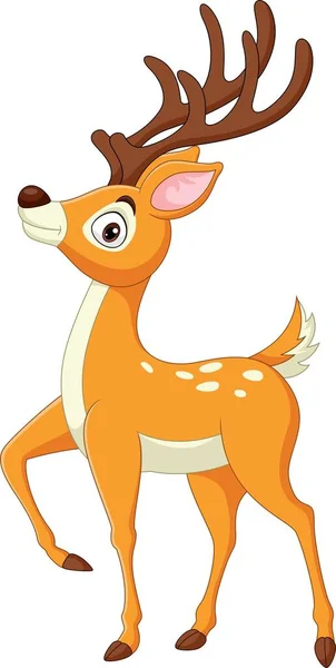 Vector Illustration Cartoon Funny Deer White Background — 图库矢量图片