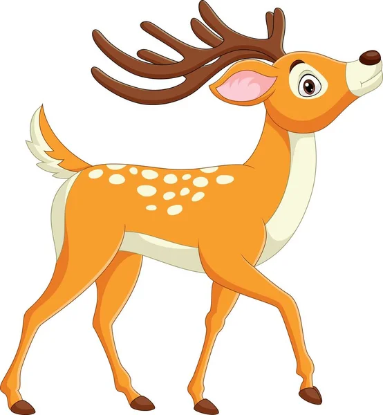 Vector Illustration Cartoon Funny Deer White Background — Stock Vector