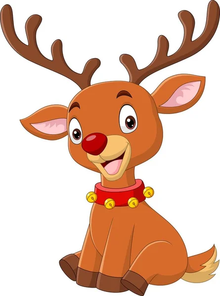 Vector Illustration Cartoon Cute Little Deer Sitting — Stock Vector