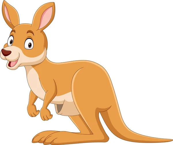 Vektor Illustration Von Cartoon Niedliches Känguru Auf Weißem Hintergrund — Stockvektor