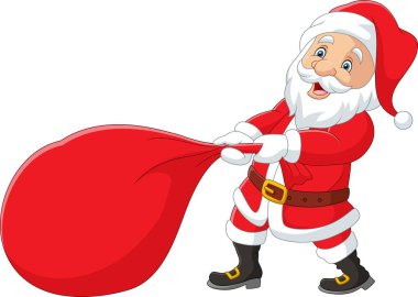 Çizgi film Noel Baba 'nın büyük kırmızı çantalı temsilcisi.