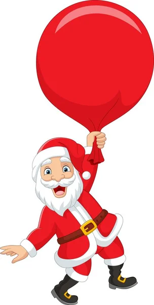 Illustration Vectorielle Cartoon Santa Claus Avec Énorme Sac Rouge — Image vectorielle