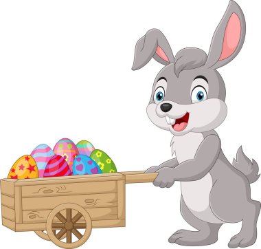 Vektör çizim karikatür tavşan kart Paskalya yumurta tam bastırmak