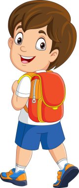 Sırt çantalı mutlu öğrenci çizgi filmi.