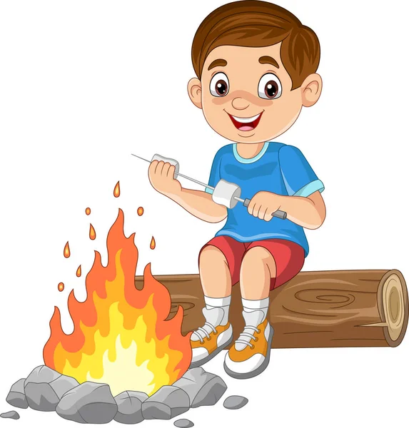 Καρτούν Μικρό Αγόρι Ψήνοντας Ένα Ζαχαρωτό — Διανυσματικό Αρχείο