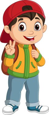 V harfli çizgi film çocuğu.