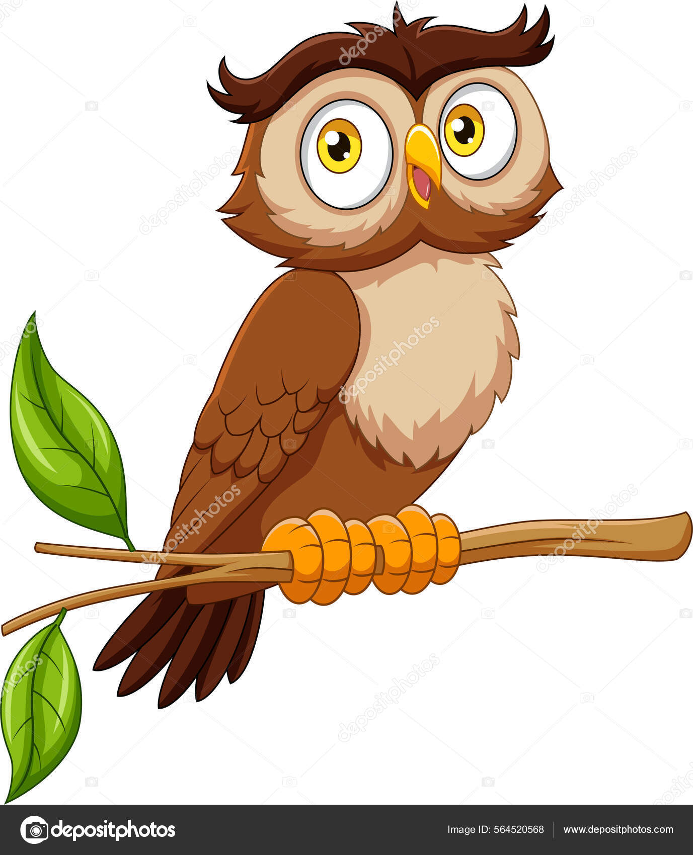 Image vectorielle Illustration Vectorielle Hibou Drôle Dessin Animé Sur  Branche D'arbre par ©tigatelu - 564520568, image size:1377x1700