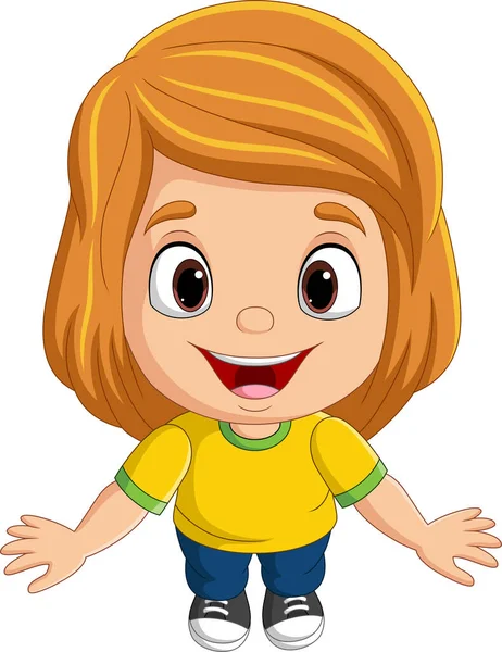 Vector Illustration Cartoon Funny Little Girl Posing — Stock Vector