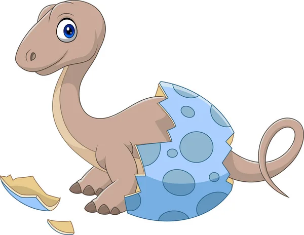 Vector Illustratie Van Cartoon Baby Dinosaurus Uitkomen Uit — Stockvector