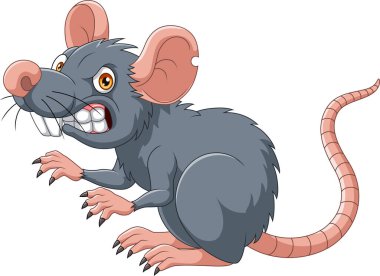 Vektör çizim karikatür sıçan kızgın ifade ile