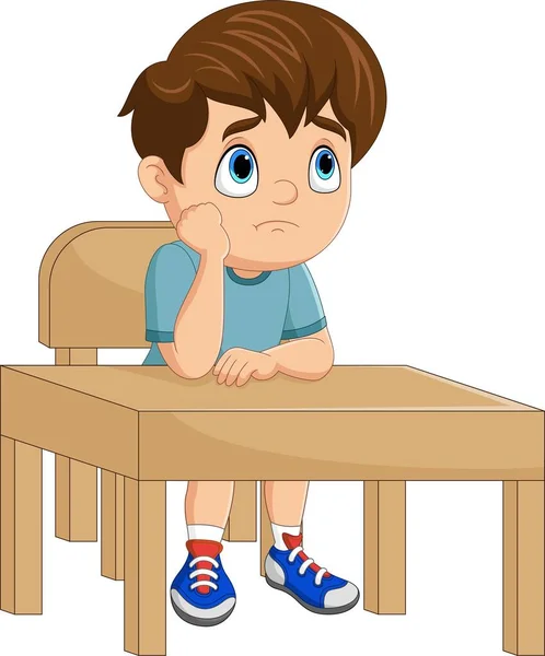 Vector Illustration Cartoon Little Boy Bored School Lesson — Διανυσματικό Αρχείο
