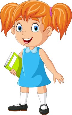 Çizgi film kızlarının elinde kitap tutarken ki illüstrasyonları.