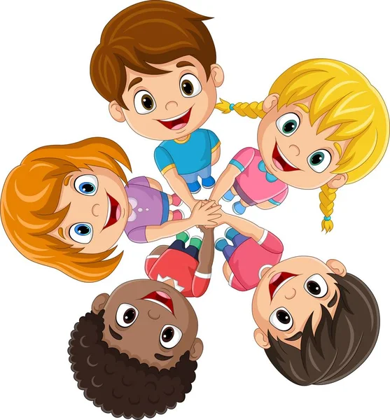 Vector Illustration Cartoon Children Standing Circle —  Vetores de Stock