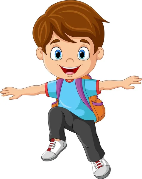 Vector Illustration Cartoon Happy School Boy Posing — Stockvektor