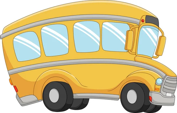 白い背景に漫画黄色のバスのベクトルイラスト — ストックベクタ
