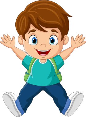Vector illustration of Cartoon happy school boy posing