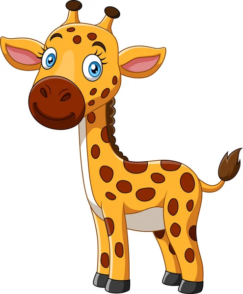 Vector Illustration Cute Baby Little Giraffe Cartoon — Stock Vector