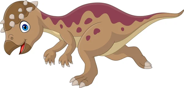 Vector Illustration Cartoon Happy Pachycephalosaurus Dinosaur Running — Vetor de Stock