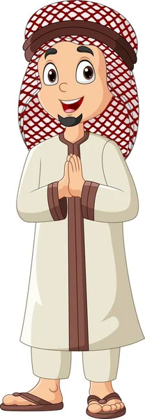 Vector Illustration Cartoon Saudi Arab Man Greeting Salaam — 图库矢量图片