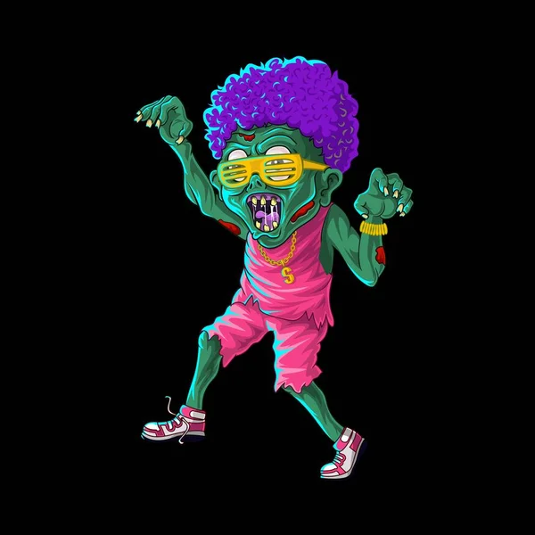 Illustration Vectorielle Zombie Bande Dessinée Dansant — Image vectorielle