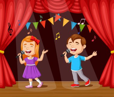 Sahnede şarkı söyleyen çocukların temsilcisi.