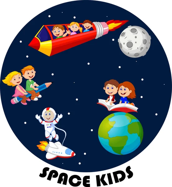 Vector Illustration Cartoon Kids Space Travel Collection — Image vectorielle