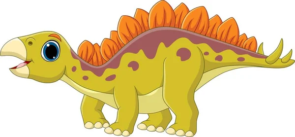 Vector Illustration Cartoon Little Stegosaurus White Background — Stock vektor