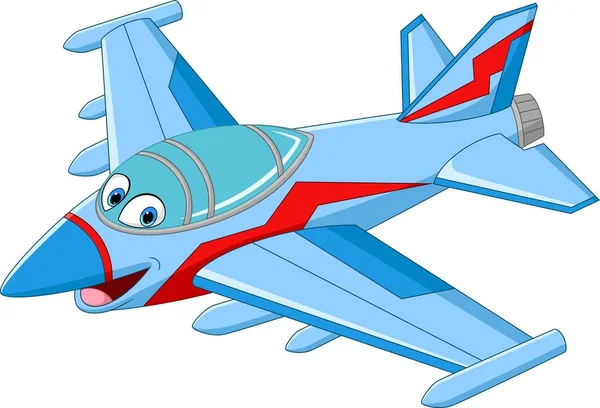 Vector Illustration Cartoon Jet Fighter Plane Mascot Character — Archivo Imágenes Vectoriales