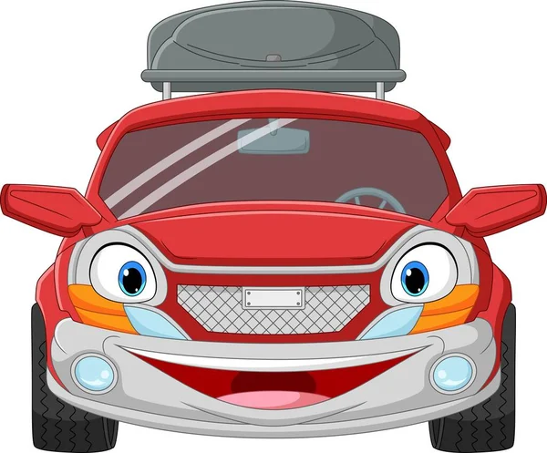 Vector Illustration Cartoon Red Car Roof Rack — Stock Vector