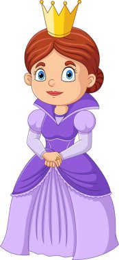 Vector illustration of Cartoon beautiful princess in purple dress