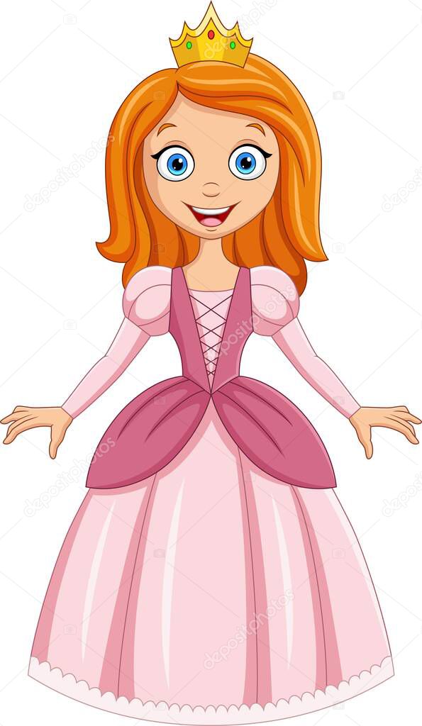 Vector illustration of Cartoon beautiful princess in pink dress