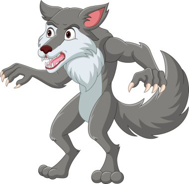 Vector illustration of Cartoon wolf standing on white background