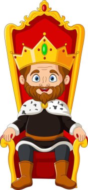 Vector illustration of Cartoon king sitting on the throne