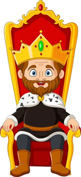 Vector Illustration Cartoon King Sitting Throne — Stockový vektor