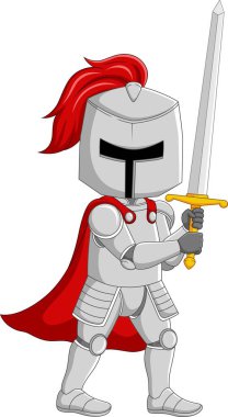 Vector illustration of Cartoon knight with a sword