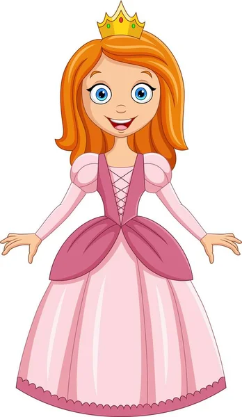 Vector Illustration Cartoon Happy Princess Pink Dress — Archivo Imágenes Vectoriales