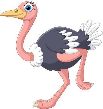 Vector illustration of Cartoon ostrich running on white background