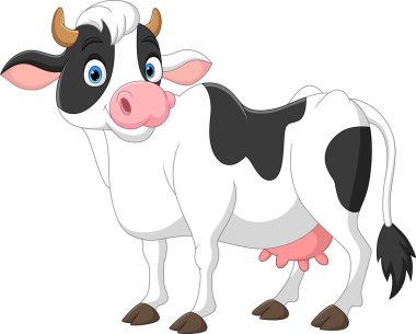 Vector illustration of Happy cartoon cow on white background