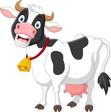 Vector illustration of Happy cartoon cow on white background