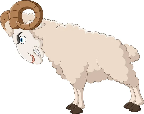 Vector Illustration Cartoon Funny Angry Goat Ramming — Stock vektor