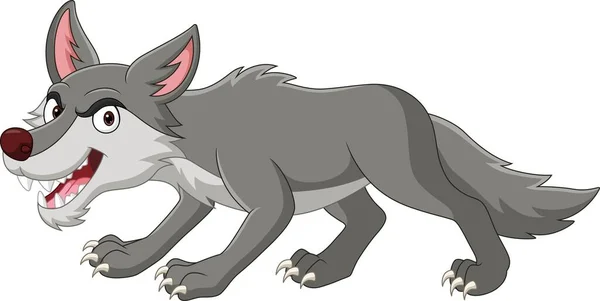 Vector Illustratie Van Cartoon Boze Wolf Geïsoleerd Witte Achtergrond — Stockvector