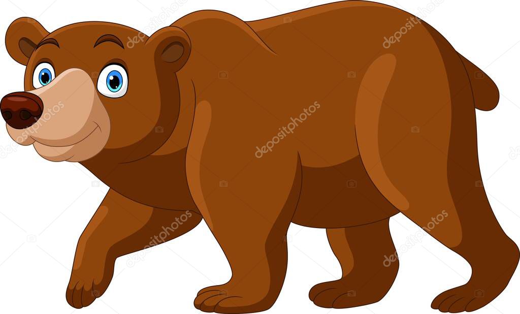 Vector illustration of Cartoon cute big bear walking
