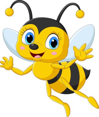 Vector illustration of Cartoon happy bee on white background