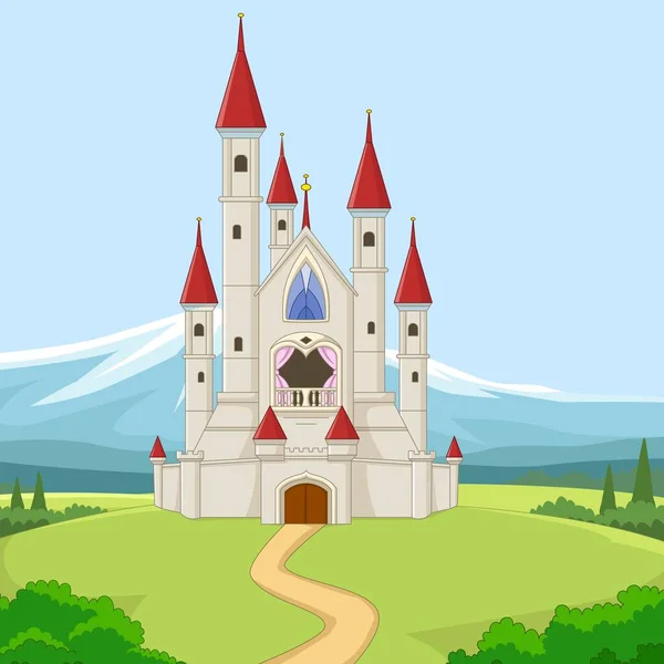 Vector Illustration Fairytale Background Princess Castle — Stock Vector